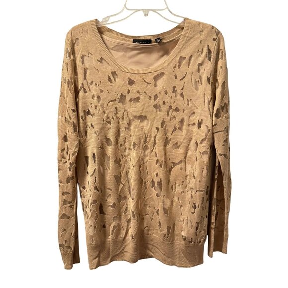 Investments Womens Sz L Sweater Beige Animal Print Polyester Viscose/ tank insid - Picture 3 of 12